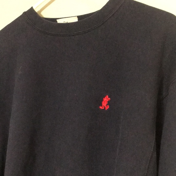 Vintage 90s Walt Disney World Mickey Mouse Blue Embroidered Crewneck Sweatshirt - Picture 3 of 5